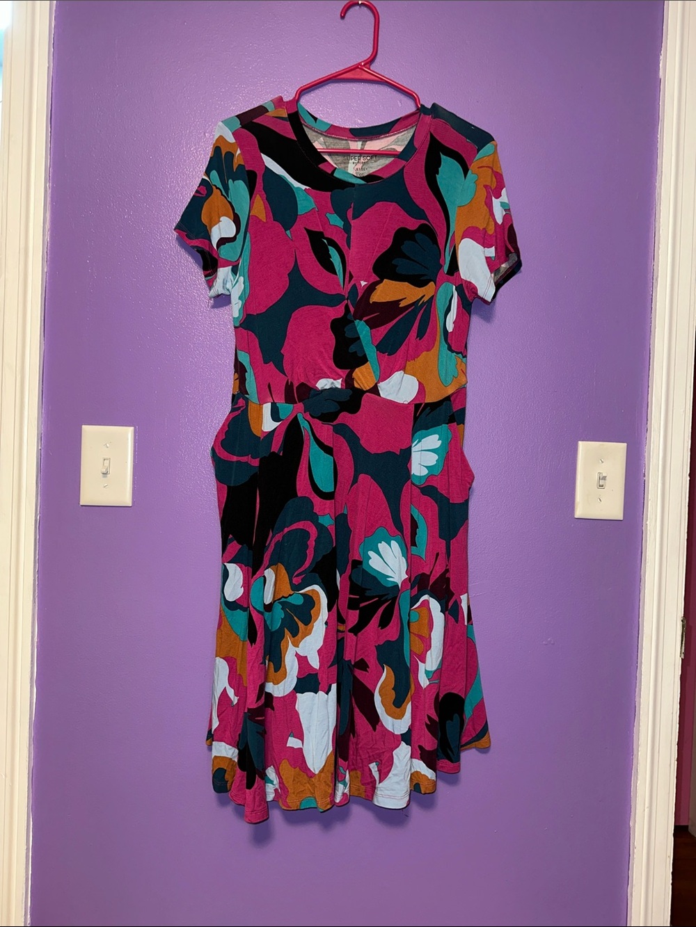 torrid Magenta, Teal & Mustard Floral Fit-and-Flare Mini Dress